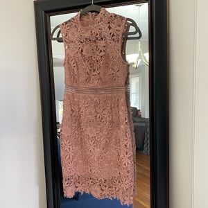 Bardot Blush Lace Sheath Cocktail Dress
